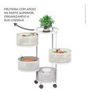 Fruteira De Chão Articulada C/ 4 Cestos Multiuso Com Rodinhas